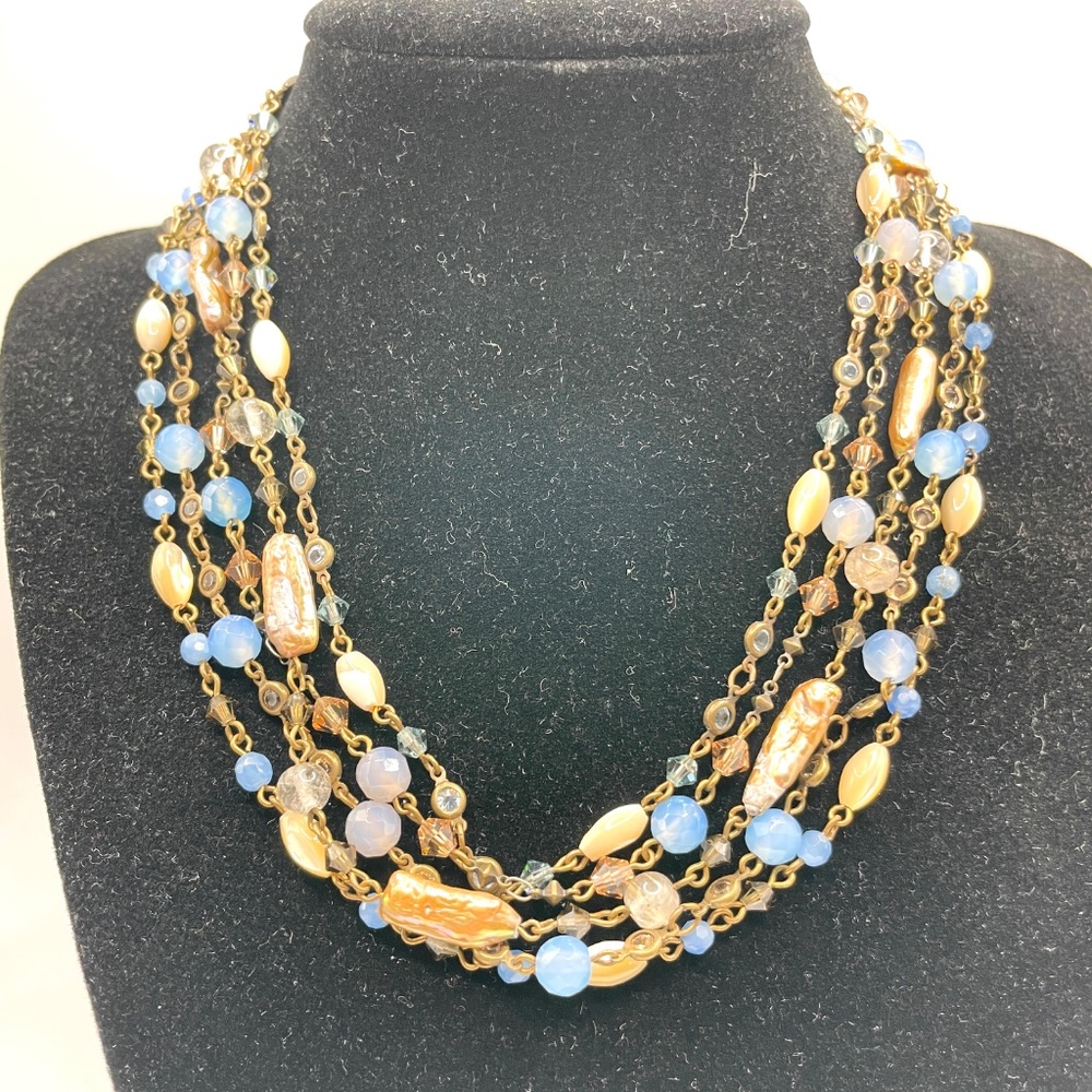 Liz Palacios SF Signed Multi Strand Beaded Necklace
